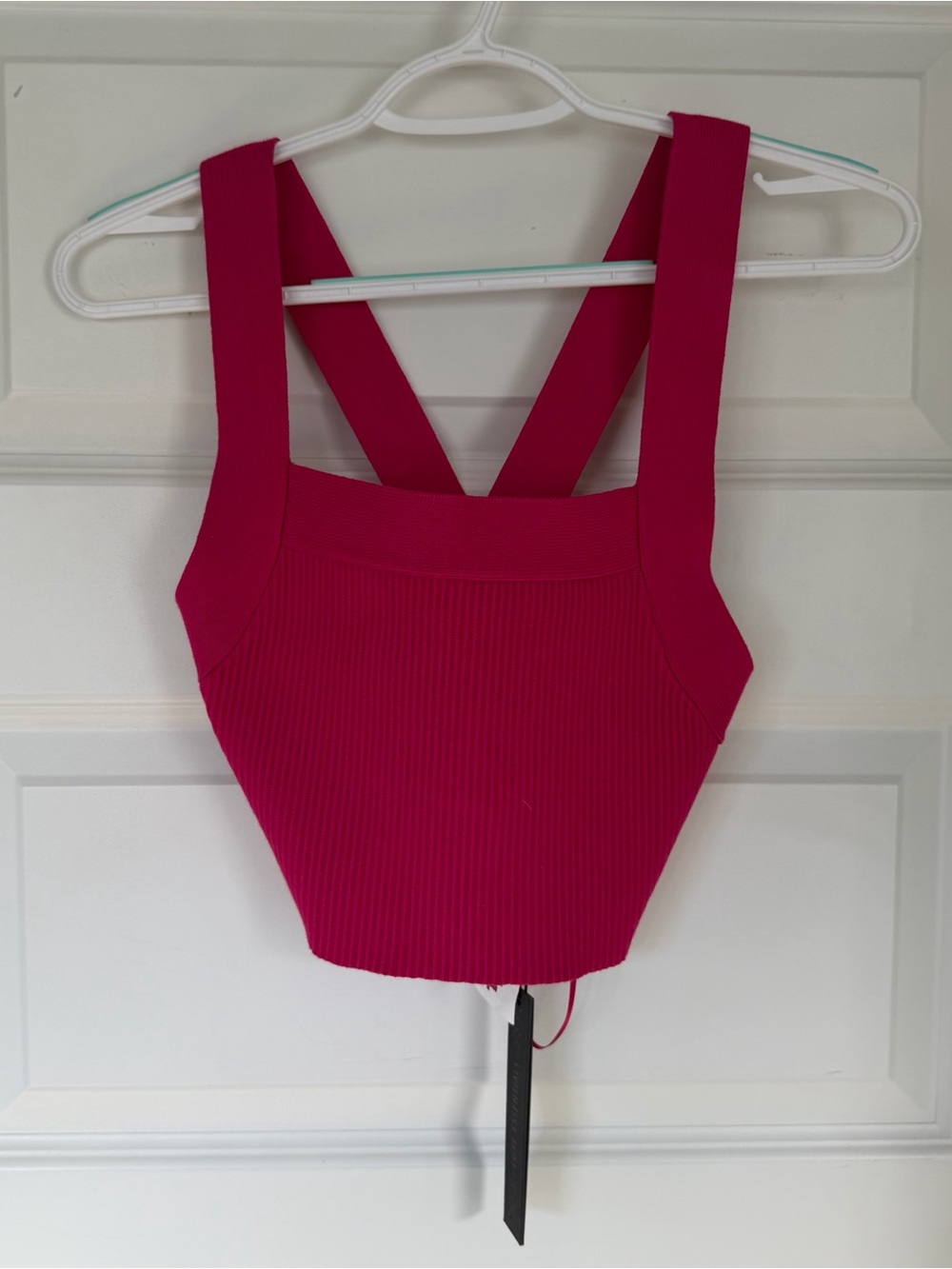 NWT House of Harlow Women's Pink Ribbed Crop Tank Top - Strappy Back